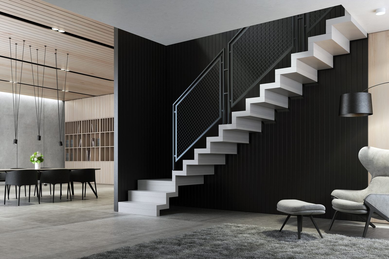 Escalier design sur mesure Lux Art dans un intérieur contemporain